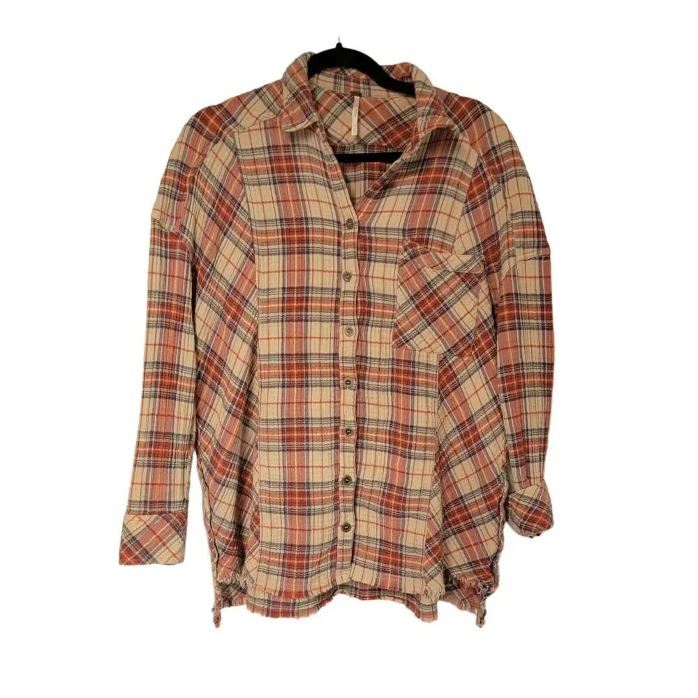 FREE PEOPLE Juniper Ridge Gauze‎ Plaid Button Down Small